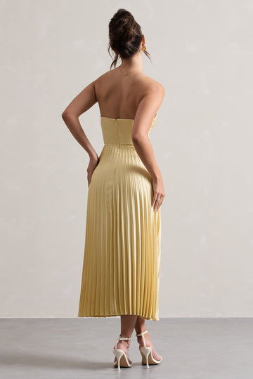 Bordeaux Lemon Satin Corset Style Midi Dress